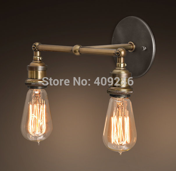 vintage style industrial double edison wall mirror lamp light copper holder cafe bar club aisle bedroom