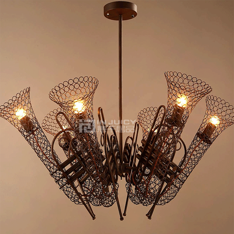 vintage wrought iron metal edison bulb saxophone pendant lights lamp american industrial loft pendant lighting fixtures for cafe