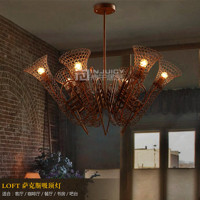 vintage wrought iron metal edison bulb saxophone pendant lights lamp american industrial loft pendant lighting fixtures for cafe