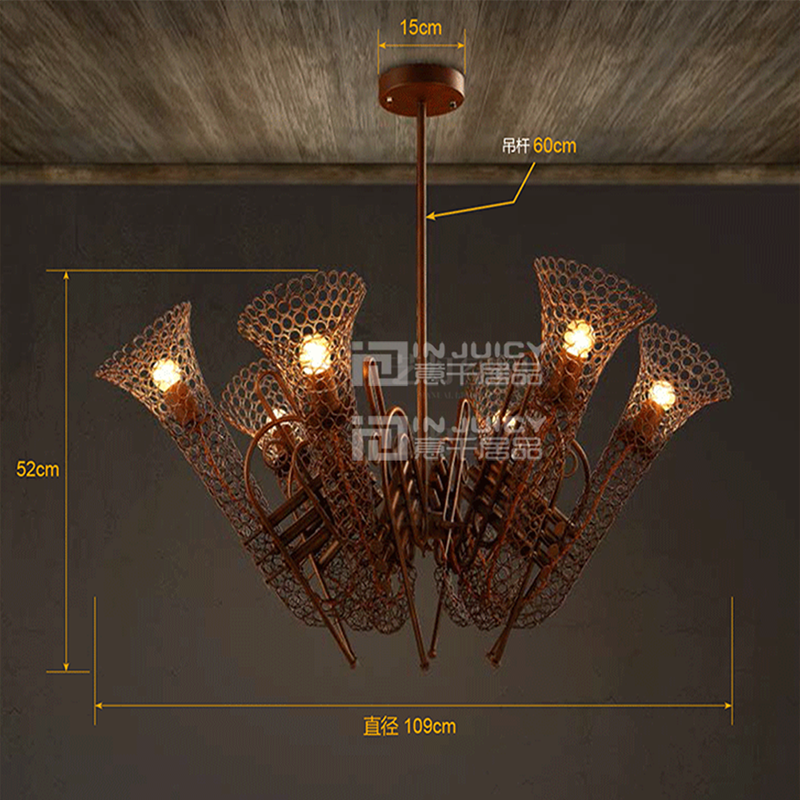 vintage wrought iron metal edison bulb saxophone pendant lights lamp american industrial loft pendant lighting fixtures for cafe