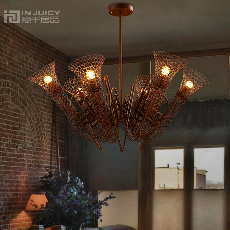 vintage wrought iron metal edison bulb saxophone pendant lights lamp american industrial loft pendant lighting fixtures for cafe