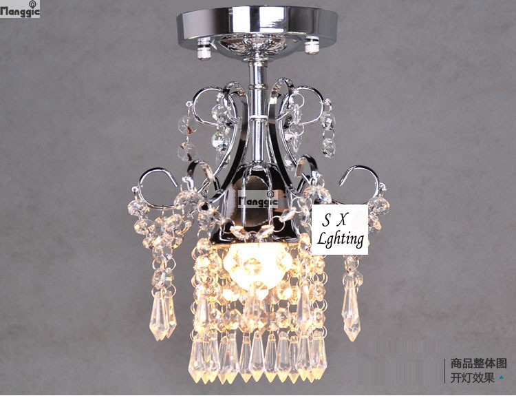 1 light crystal chandelier lighting fixture small clear crystal lustre lamp for aisle stair hallway corridor porch light