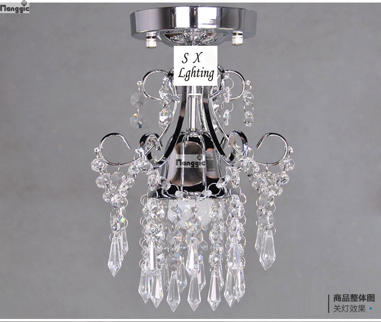 1 light crystal chandelier lighting fixture small clear crystal lustre lamp for aisle stair hallway corridor porch light