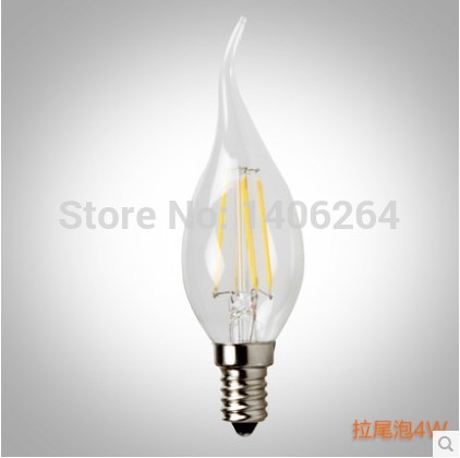 10pcs 2w/4w led pull tail bulb edison filament crystal bulb e14 cafe bar coffee shop store club