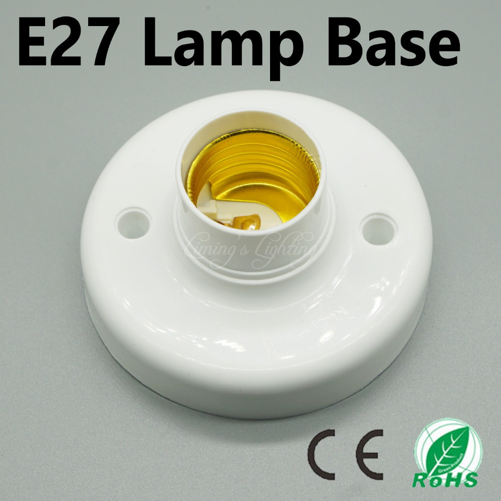 10pcs/lot e27 lamp base screw round white flame retardant pbt lamp holder wall fitting socket led bulb lamp aging test bracket