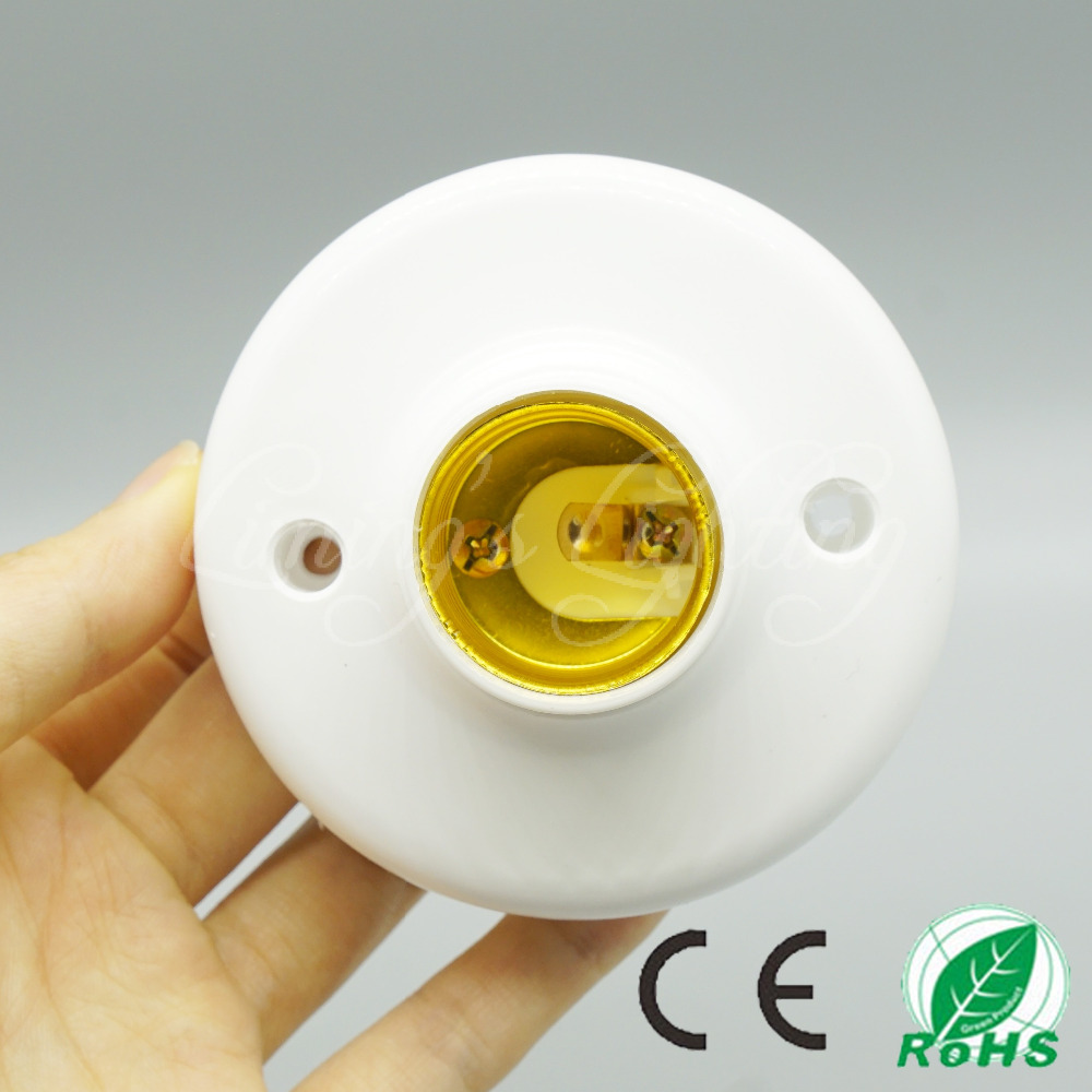 10pcs/lot e27 lamp base screw round white flame retardant pbt lamp holder wall fitting socket led bulb lamp aging test bracket