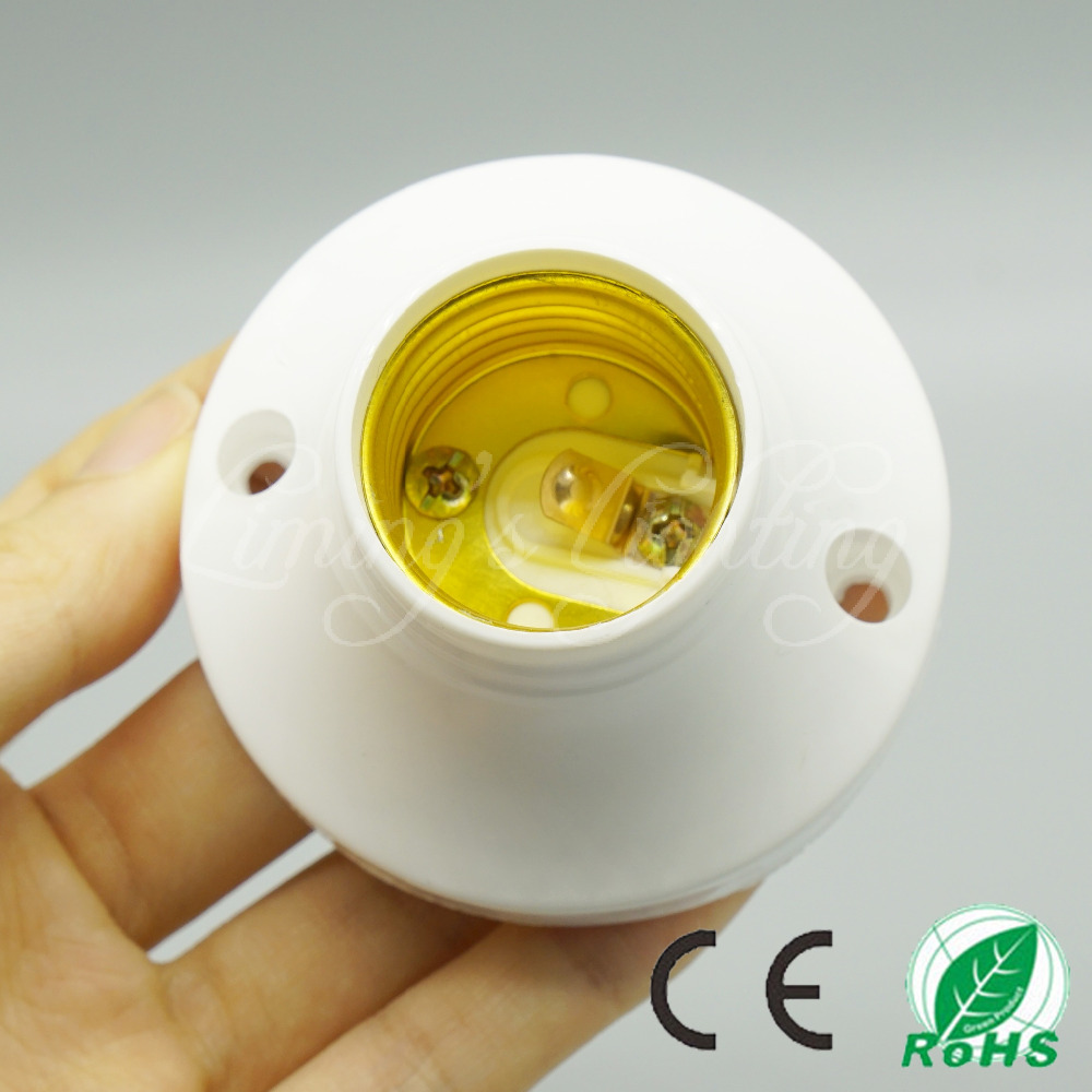 10pcs/lot e27 lamp base screw socket holder diameter 64mm height 40mm round circular bulb adapter spiral lamp socket plug