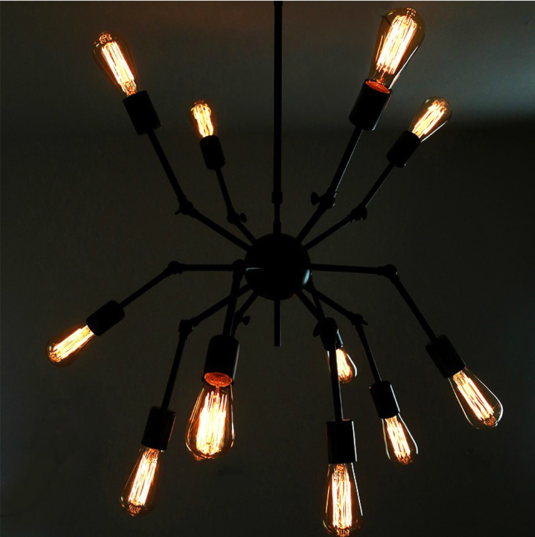 12 lights art design loft vintage industrial edison iron spider chandelier droplight ceiling lamp living room dining room cafe