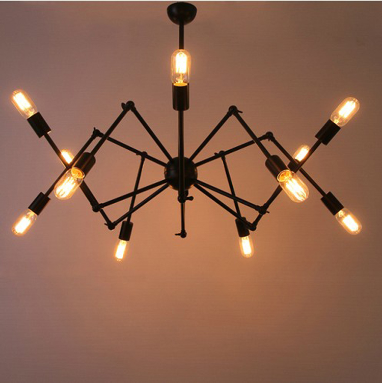 12 lights art design loft vintage industrial edison iron spider chandelier droplight ceiling lamp living room dining room cafe