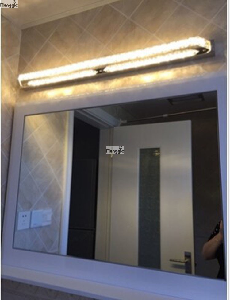 18w 560mm led mirror light k9 crystal bathroom lens headlight stainless steel bathroom mirror lamp ac 85v~265v