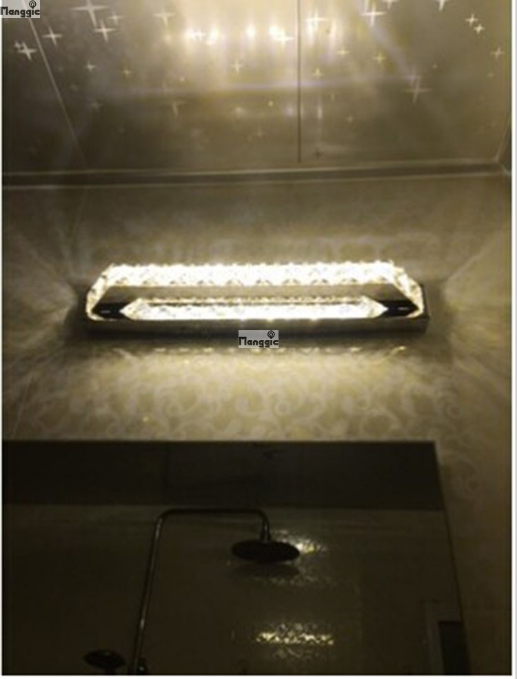 18w 560mm led mirror light k9 crystal bathroom lens headlight stainless steel bathroom mirror lamp ac 85v~265v