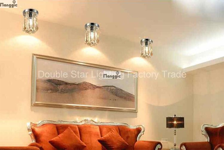 1pcs modern round led crystal ceiling lights living room balcony entrance hallway aisle lights crystal light d15cm x h23cm