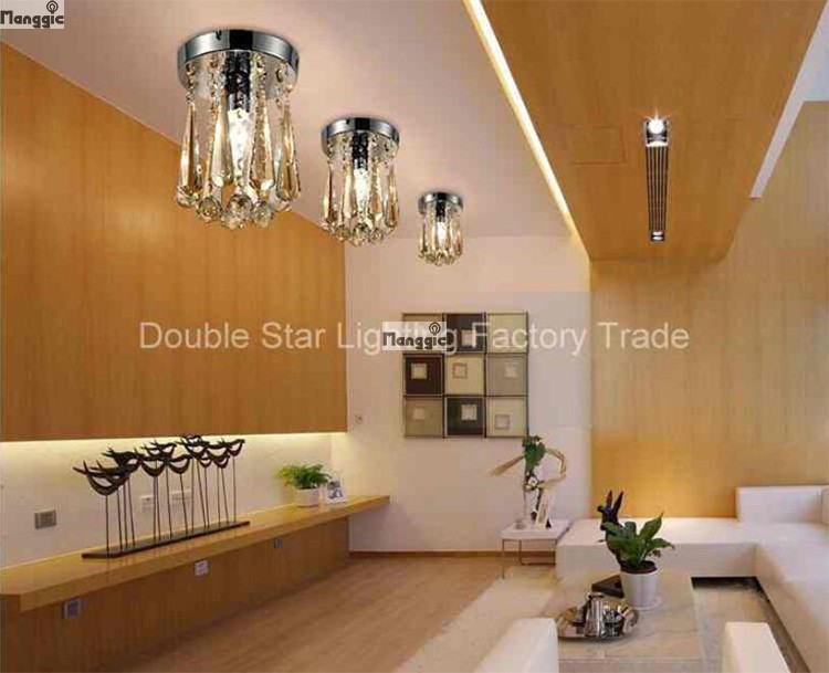 1pcs modern round led crystal ceiling lights living room balcony entrance hallway aisle lights crystal light d15cm x h23cm