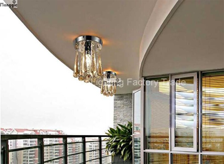 1pcs modern round led crystal ceiling lights living room balcony entrance hallway aisle lights crystal light d15cm x h23cm