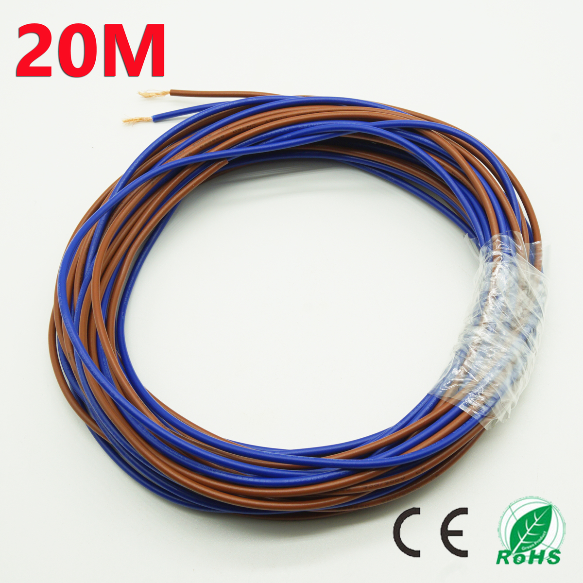 20 meters electrical wire tinned copper 2 pin 20 awg insulated pvc extension led strip cable red blue wire electric extend cord