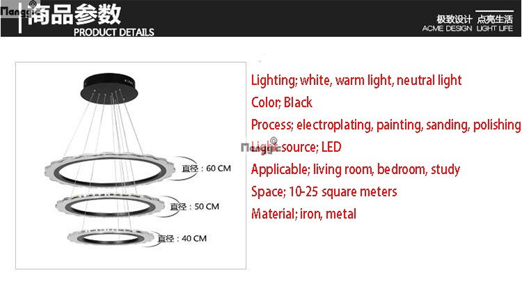 2015 new modern led pendant light, acrylic circle hanging lights, ac 85-260v lustre fixture 40cm 60cm 80cm fast !