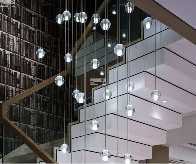 26 lights modern creative led crystal chandelier meteor shower crystal ball chandelier with bubble stairs crystal lamp