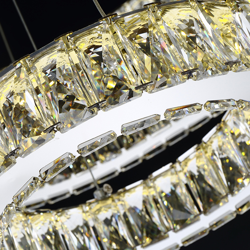 3 rings luxury rings led chandeliers light lustres de cristal for living room dia70+50+30cm modern crystal stair lamp