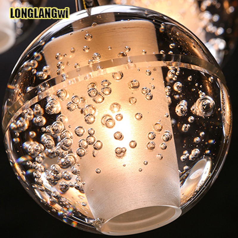 30 light modern led crystal pendant lights fixtures for dining room magic ball loft stair light meteor shower rain pendant lamp