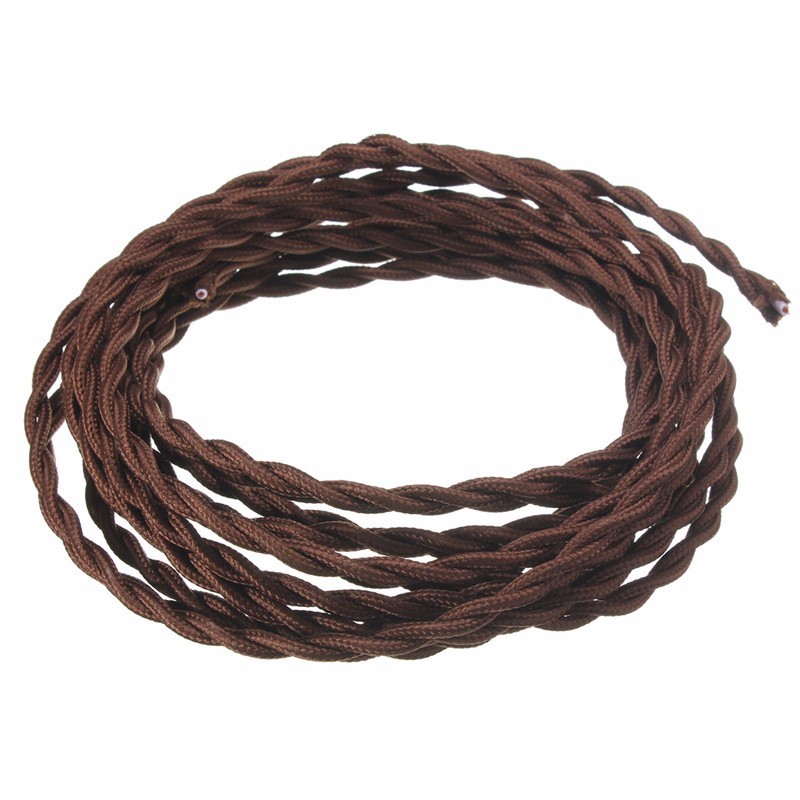 5m/lot 2x0.75 brown color vintage rope wire twisted cable retro braided electrical wire fabric wire diy pendant lamp wire lamp