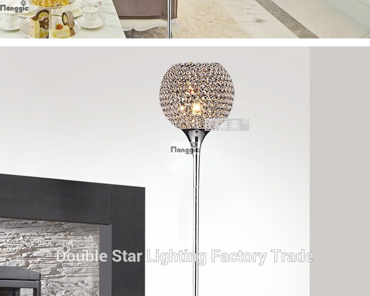 brief modern k9 crystal floor lamp e27 living room home decor lampshade lighting 110-240v