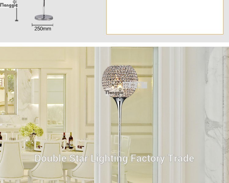 brief modern k9 crystal floor lamp e27 living room home decor lampshade lighting 110-240v