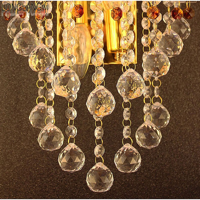 classic k9 crystal wall light bedside silver gold ball crystal wall lamp 110v 220v crystal wall sconce