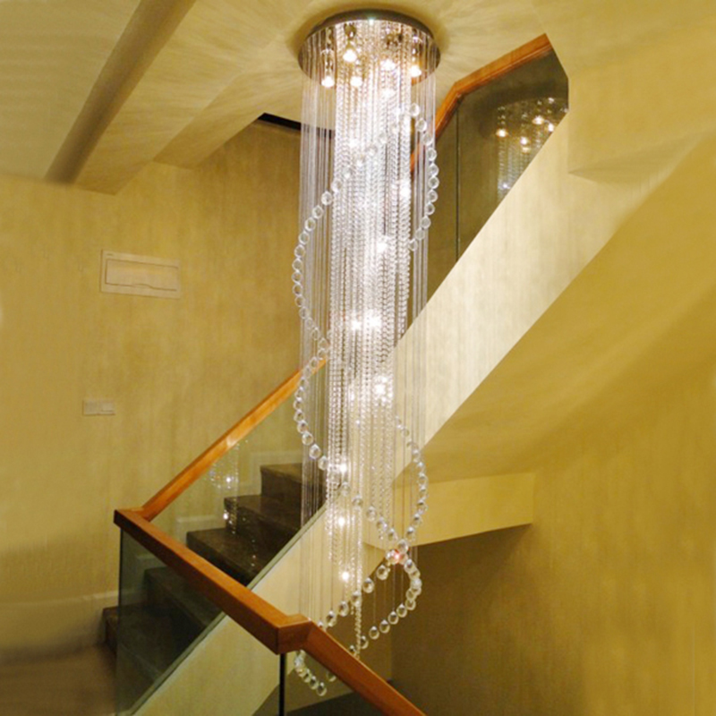 d70cm modern led k9 crystal chandeliers double spiral superdense k9 chandelier crystal stair lamp el villa crystal lighting