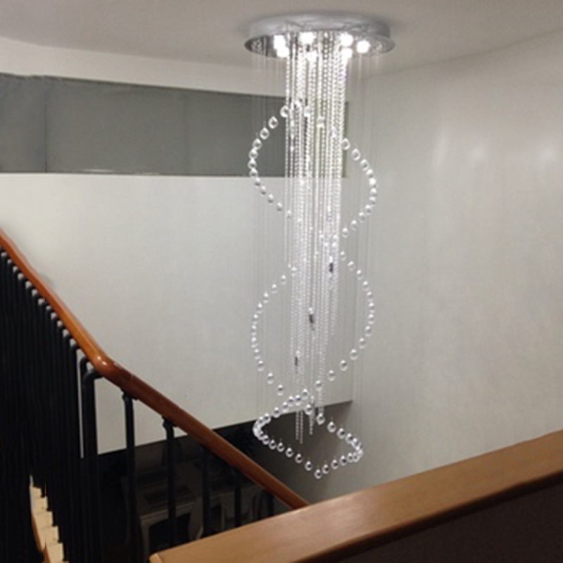 d70cm modern led k9 crystal chandeliers double spiral superdense k9 chandelier crystal stair lamp el villa crystal lighting