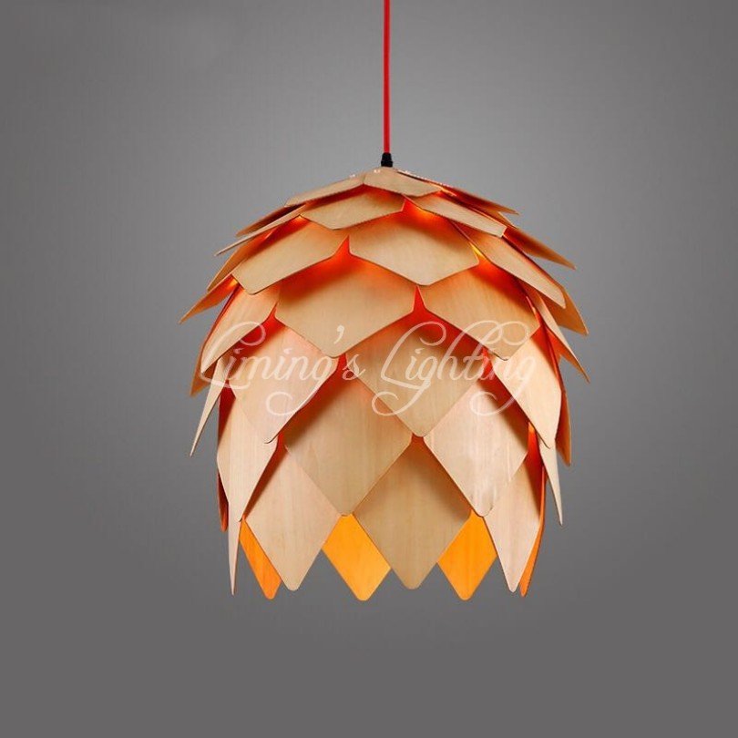 denmark antique pinecone ph artichoke oak wooden pineal modern creative handmade wood led hanging chandelier lamp lighting light