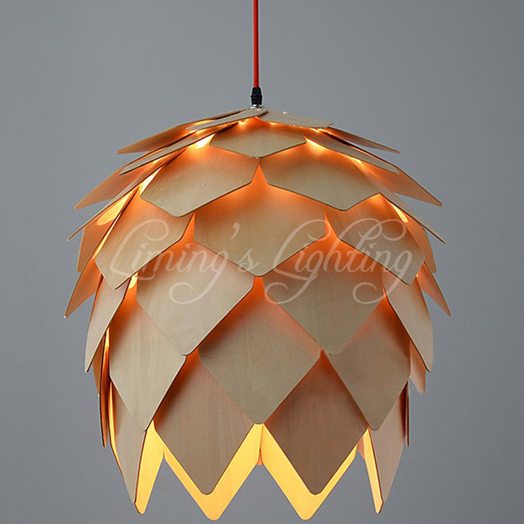 denmark antique pinecone ph artichoke oak wooden pineal modern creative handmade wood led hanging chandelier lamp lighting light