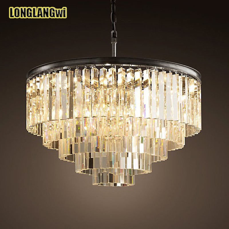 diameter 80cm crystal retro large pendant lamp contracted e14 led restaurant hall lighting three-color crystal pendant lights