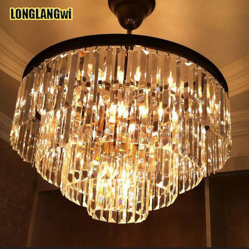 diameter 80cm crystal retro large pendant lamp contracted e14 led restaurant hall lighting three-color crystal pendant lights