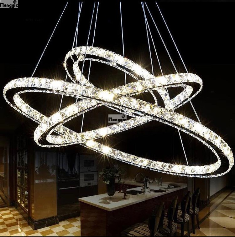 diamond ring led crystal chandelier light modern pendant lamp circles guarantee different size position