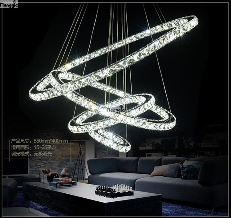 diamond ring led crystal chandelier light modern pendant lamp circles guarantee different size position