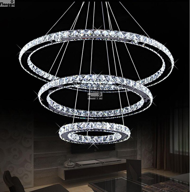 diamond ring led crystal chandelier light modern pendant lamp circles guarantee different size position