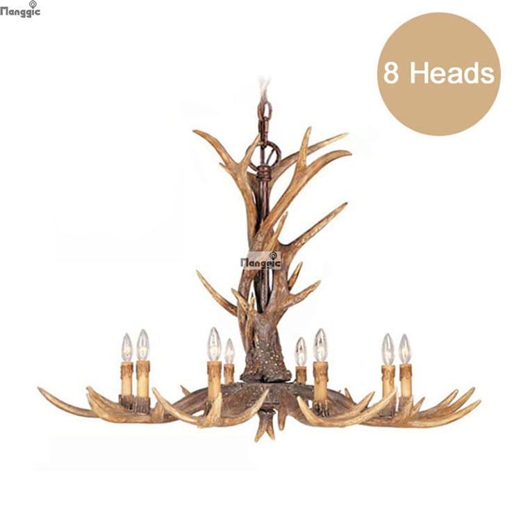 europa 8 armen kaars hars gewei kroonluchter amerikaanse retro herten hoorn kroonluchters home decor lamp armatuur e14 110-240 v