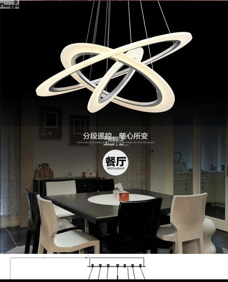 factory price led circle lamp modern chandelier light, acrylic lustre desala de for foyer lighting round rings 38cm 60cm 82cm