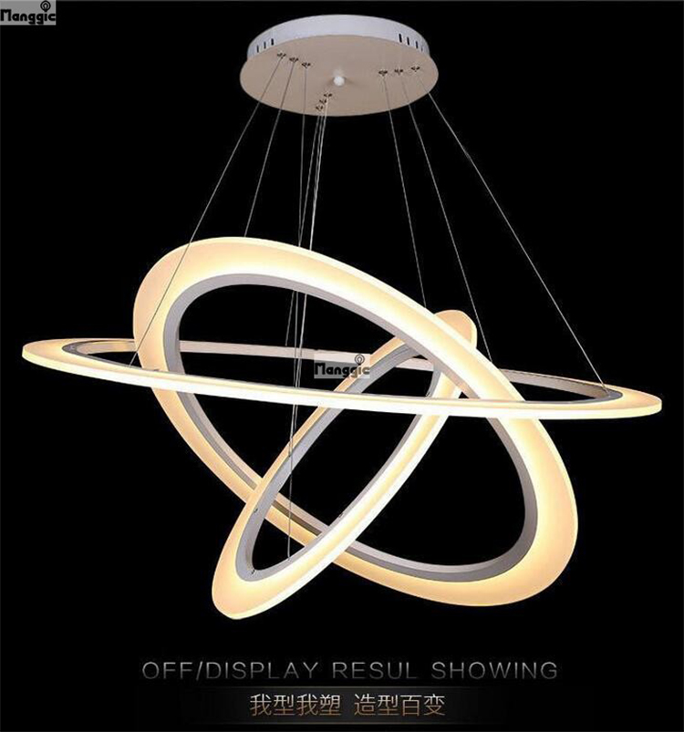 factory price led circle lamp modern chandelier light, acrylic lustre desala de for foyer lighting round rings 38cm 60cm 82cm