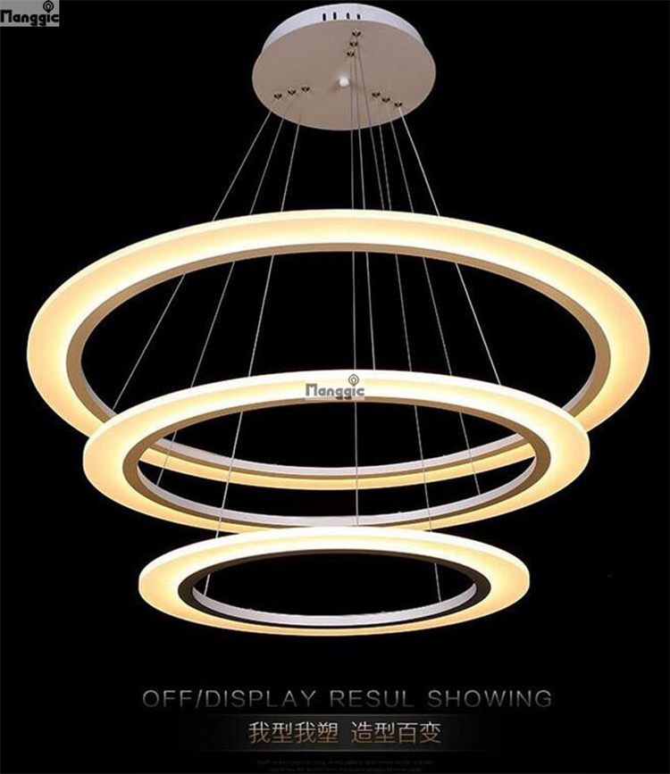 factory price led circle lamp modern chandelier light, acrylic lustre desala de for foyer lighting round rings 38cm 60cm 82cm