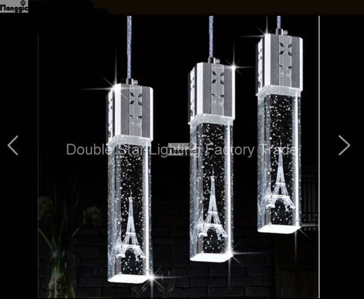 fashion modern home lights bar lamp eiffel tower design crystal pendant lights led 5w support customized