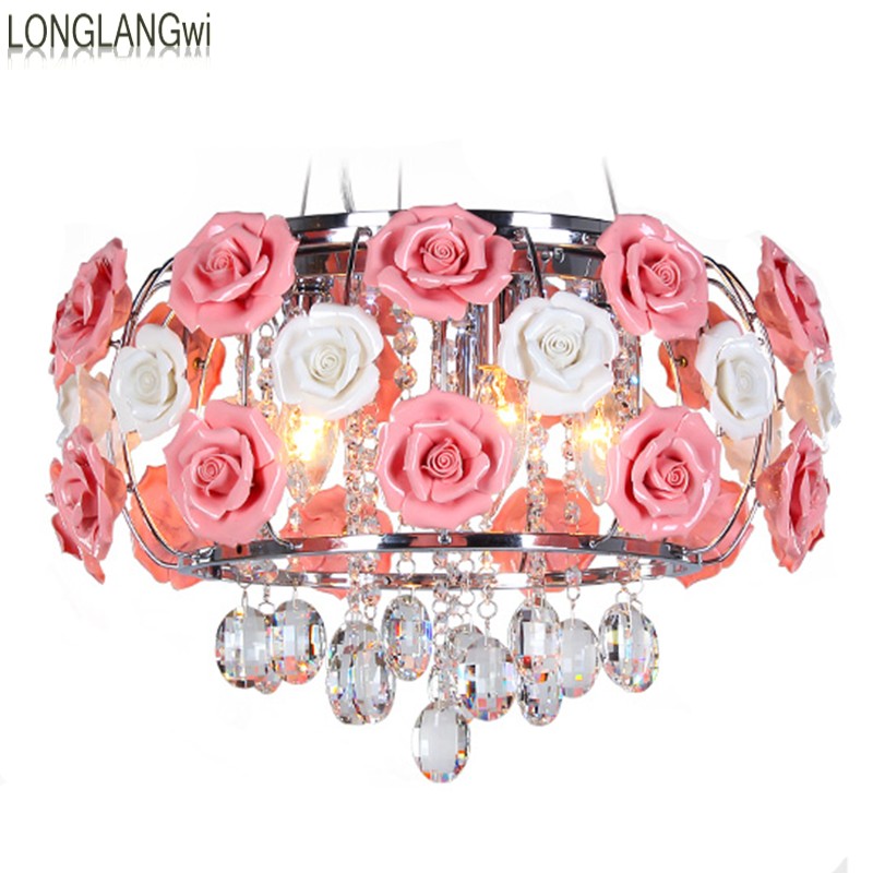 flower shape glass modern led crystal chandeliers restaurant light roses shaped lamp shade