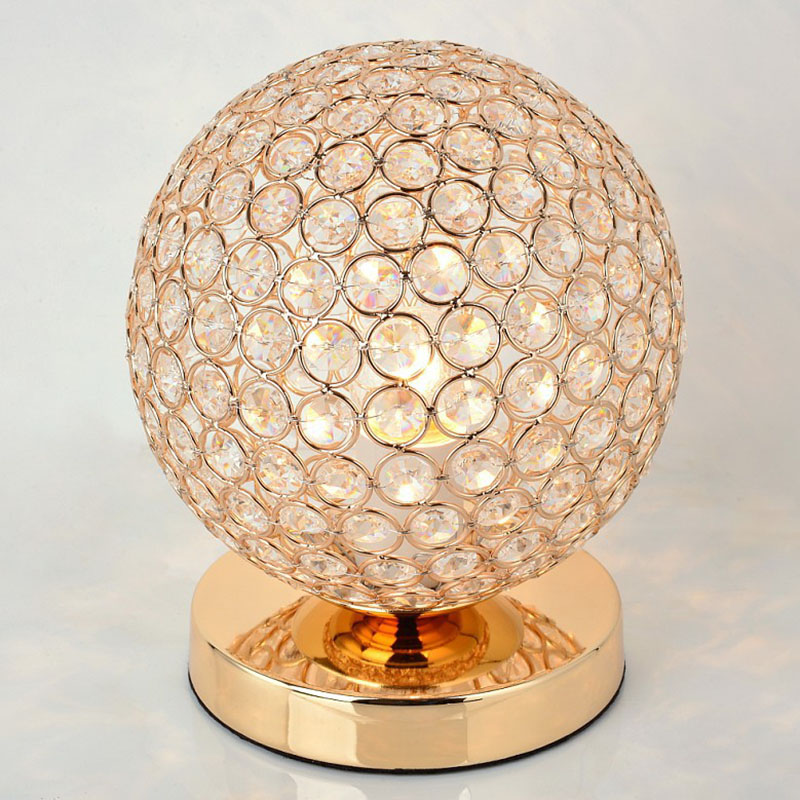 gold / silver minimalist modern crystal light creative bedside lamp led table lamps for bedroom