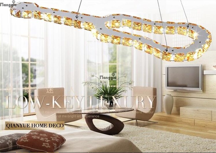 guitar led k9 crystal pendant light stainless steel modern lighting decoration remote control