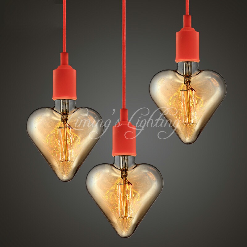 heart shade incandescent filament bulbs vintage led light bulbs e27 antique glass 40w 220v edison bulb lamp home decoration