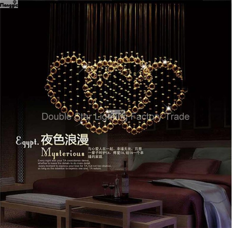 heart-shaped ceiling lamp modern minimalist double heart crystal lamp restaurant bar crystal led lights bedroom living room lamp