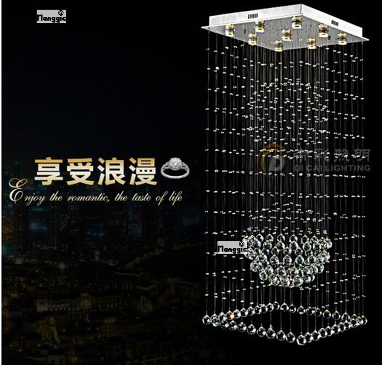 holiday s square pendant crystal chandelier modern lamp staircase lighting dia600*h1800mm