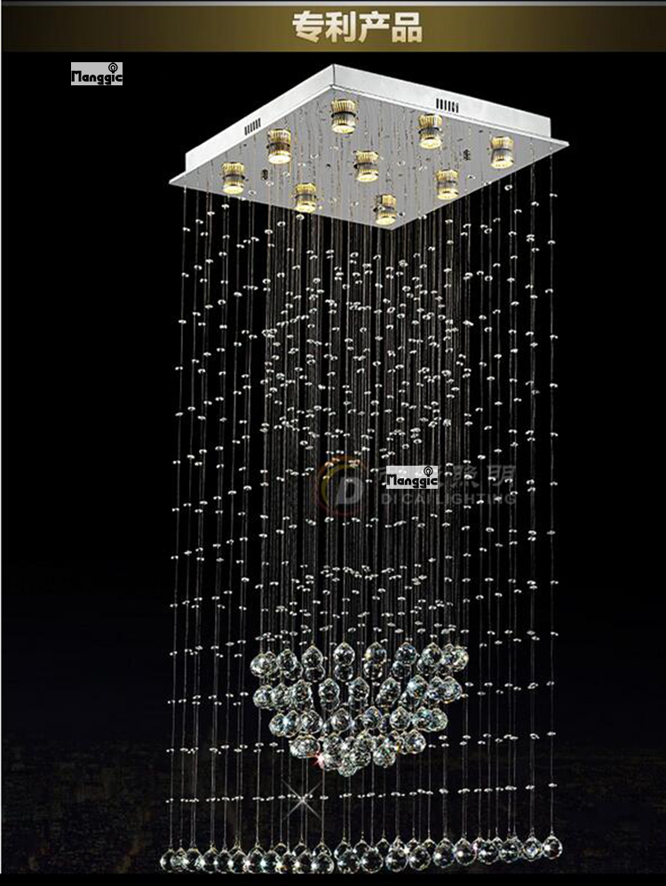 holiday s square pendant crystal chandelier modern lamp staircase lighting dia600*h1800mm