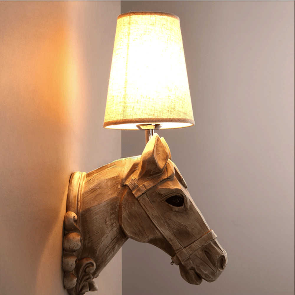 industrial vintage e27 led home decor horsehead resin wall lamp light fixtures bedroom reading room lighting bulb gift new