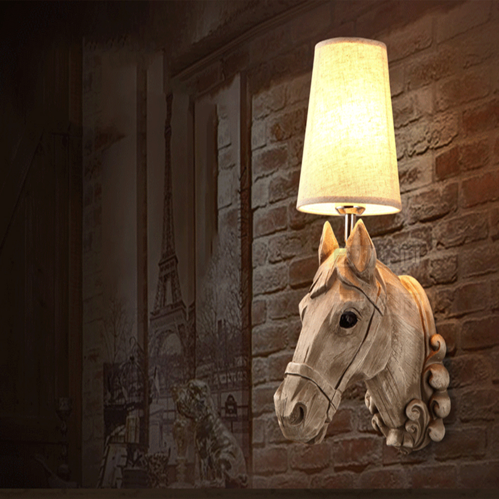 industrial vintage e27 led home decor horsehead resin wall lamp light fixtures bedroom reading room lighting bulb gift new